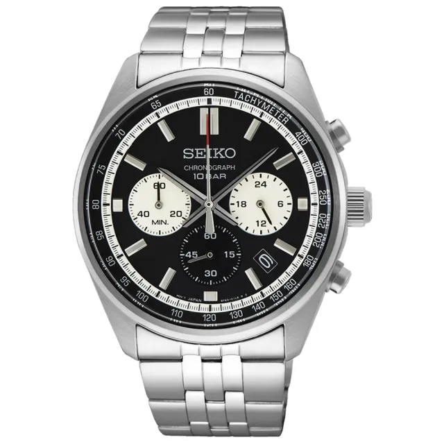 【SEIKO 精工】CS系列 三眼計時潮男腕錶-黑色41.5mm_SK028(SSB429P1/8T63-00W0D 熊貓錶)