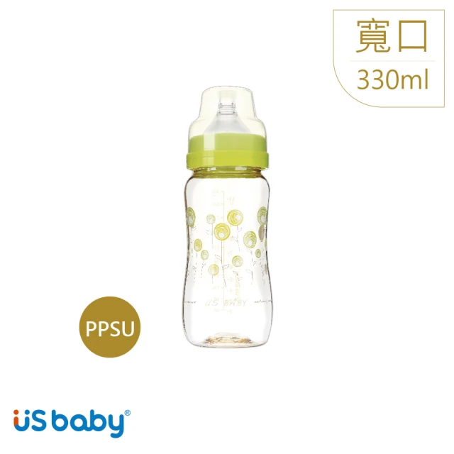 【US BABY 優生】真母感PPSU奶瓶(寬口330ml-綠)