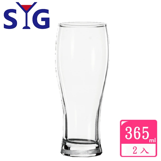 SYG 玻璃曲線啤酒杯灣水杯365cc(2入組)