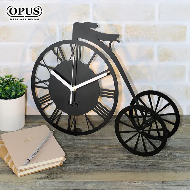 【OPUS 東齊金工】童年時光桌鐘 / 桌上型時鐘 / 復古造型座鐘(CL-tr08B 三輪車_經典黑)