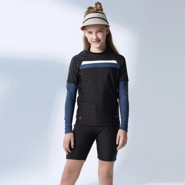 【SARBIS】女中童二件式防曬泳裝附泳帽(B722338)
