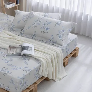 【MONTAGUT 夢特嬌】60支長絨棉三件式枕套床包組-靜幽蘭(雙人)