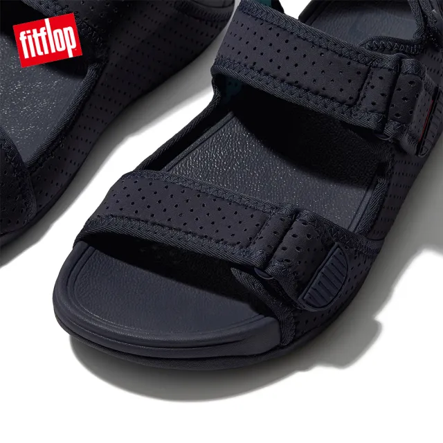 【FitFlop】GOGH MOC WATER-RESISTANT PERF BACK-STRAP SANDALS透氣淺水布後帶涼鞋-男(午夜藍/大溪地藍)