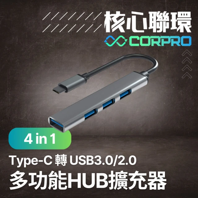 【CorPro核心聯環】4合1 Type-C 轉 USB3.0 傳輸擴充器