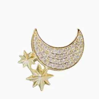 【Jpqueen】氣質星星月亮女士多功能胸針別針(金色)