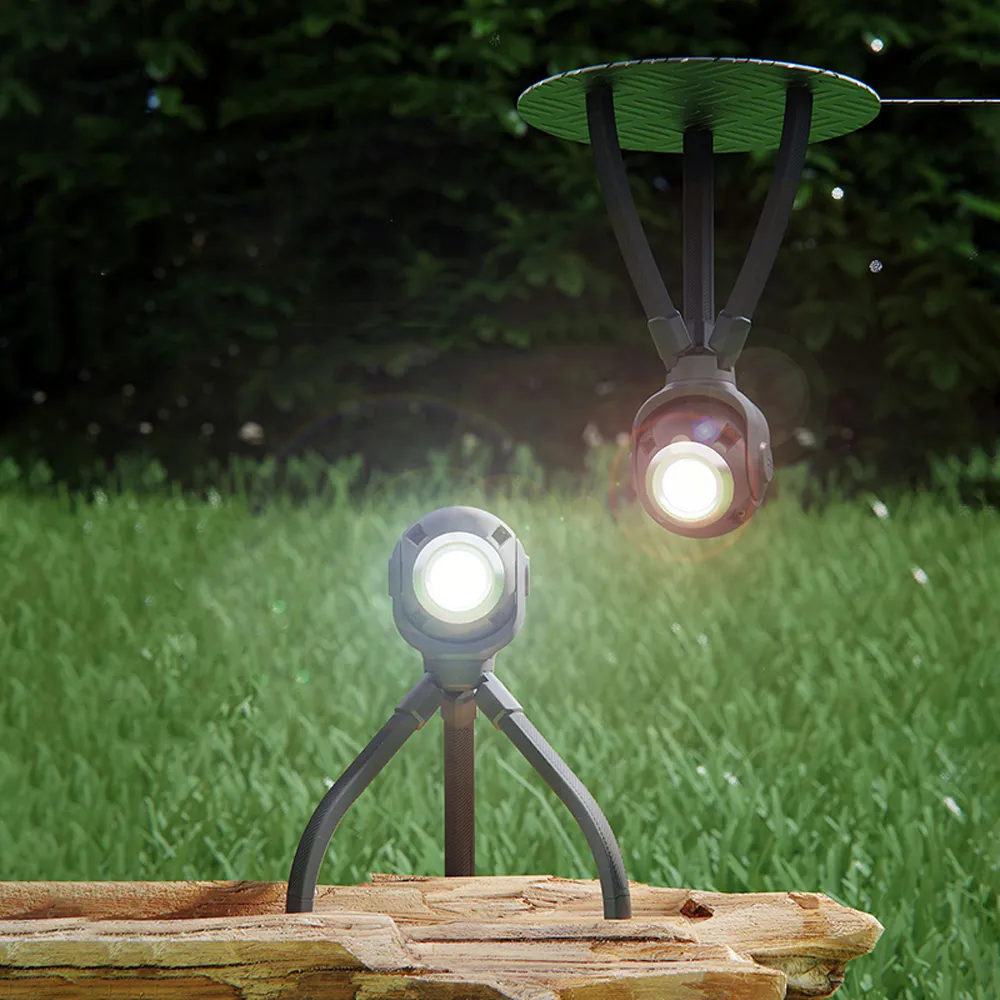 【ASUSE】戶外露營八爪魚變形磁吸燈 手持手電筒 露營燈 充電式強光夜路騎行燈