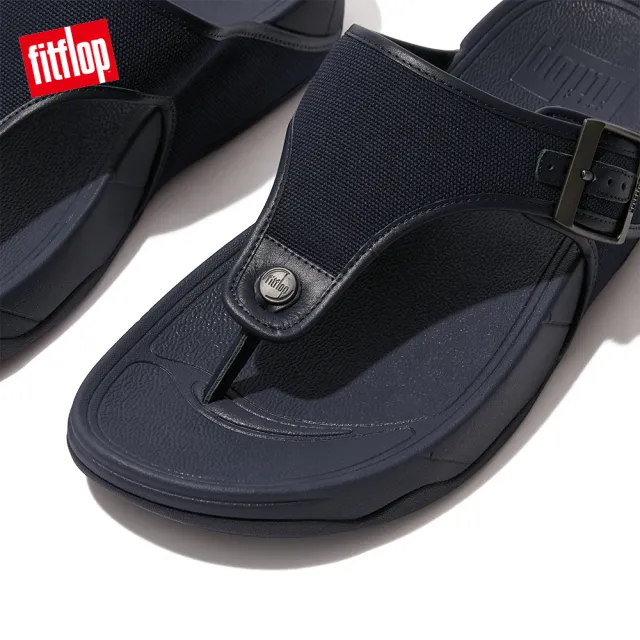 【FitFlop】TRAKK II MENS BUCKLE CANVAS扣飾帆布皮革滾邊夾腳涼鞋-男(午夜藍)