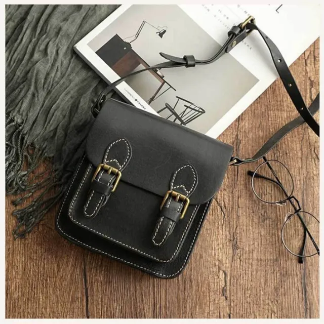 【巴黎精品】真牛皮側背包真皮包包單肩背包托特包手提包女包包(植鞣學院風斜背3色a1bz30)