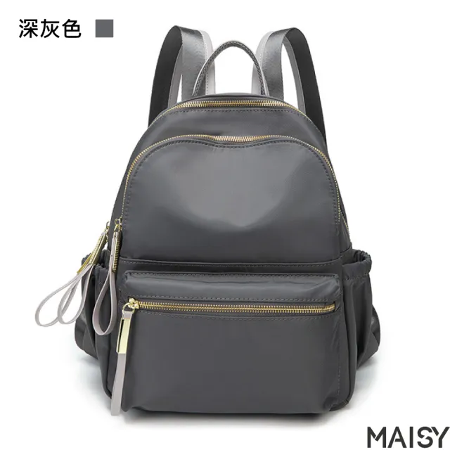 【MAISY】日韓系時尚個性牛津布包(現+預  黑色／粉色／杏灰色／深灰色)