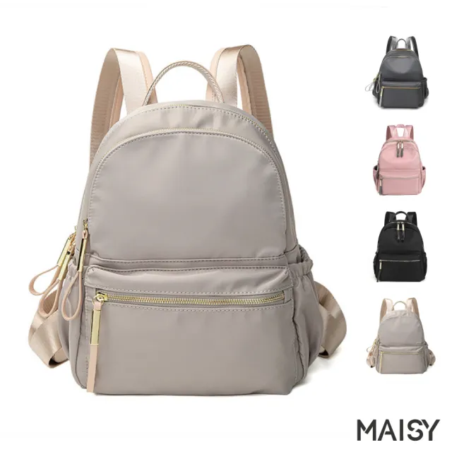 【MAISY】日韓系時尚個性牛津布包(現+預  黑色／粉色／杏灰色／深灰色)
