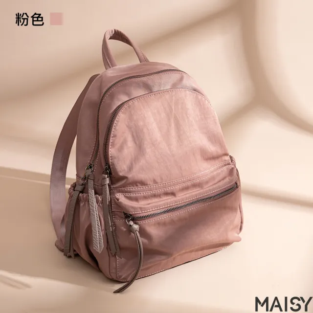 【MAISY】清新時尚韓版牛津布休閒雙肩包(現+預  粉色／灰色／黑色)