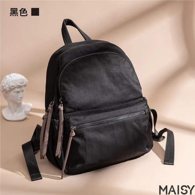 【MAISY】清新時尚韓版牛津布休閒雙肩包(現+預  粉色／灰色／黑色)