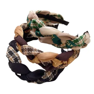 【Jpqueen】復古千鳥麻花格紋百搭髮箍髮飾(3色可選)