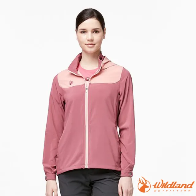 【Wildland 荒野】女 彈性輕薄拼接透氣抗UV外套.風衣.夾克(0A91907-132 梅洛色)