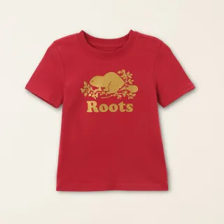 【Roots】Roots小童-#Roots50系列 光芒海狸有機棉短袖T恤(紅色)
