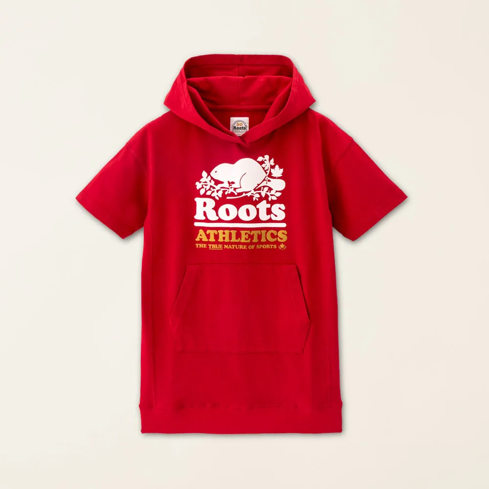 【Roots】Roots大童-#Roots50系列 海狸LOGO有機棉連帽洋裝(紅色)