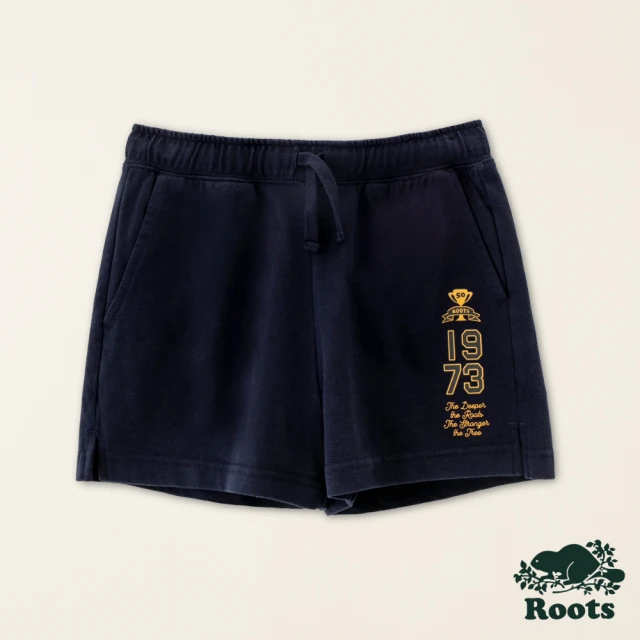 Roots Roots大童-#Roots50系列 經典元素有機棉休閒短褲(軍藍色)