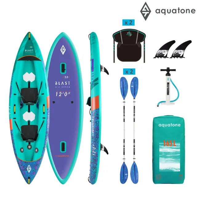 【Aquatone】充氣雙人獨木舟-休閒型 BLAST 12 TK-200(KAYAK 皮艇 皮划艇 水上活動)