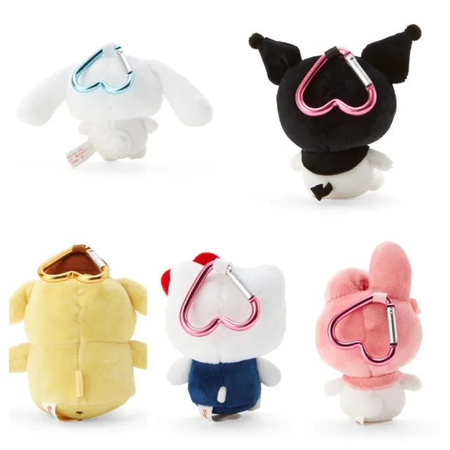 【小禮堂】三麗鷗 Sanrio 絨毛玩偶吊飾附愛心扣環 - 角色大賞(平輸品)