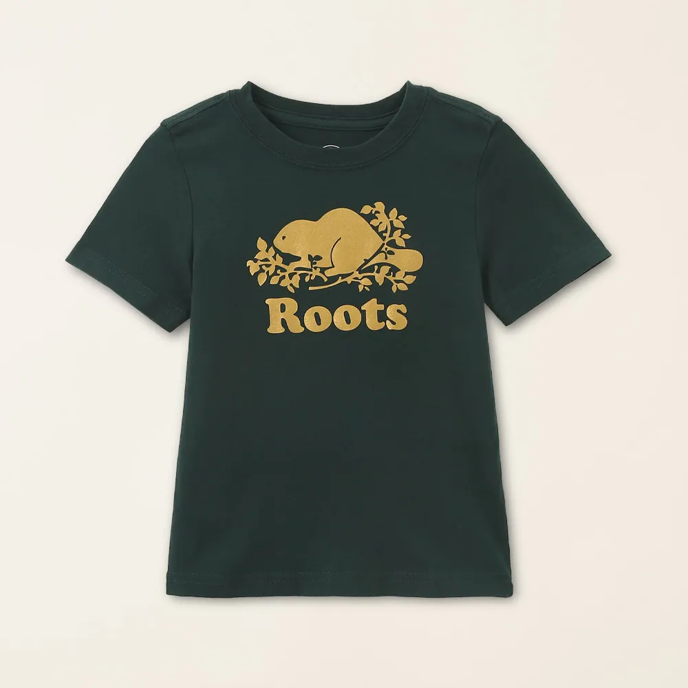 【Roots】Roots小童-#Roots50系列 光芒海狸有機棉短袖T恤(深綠色)