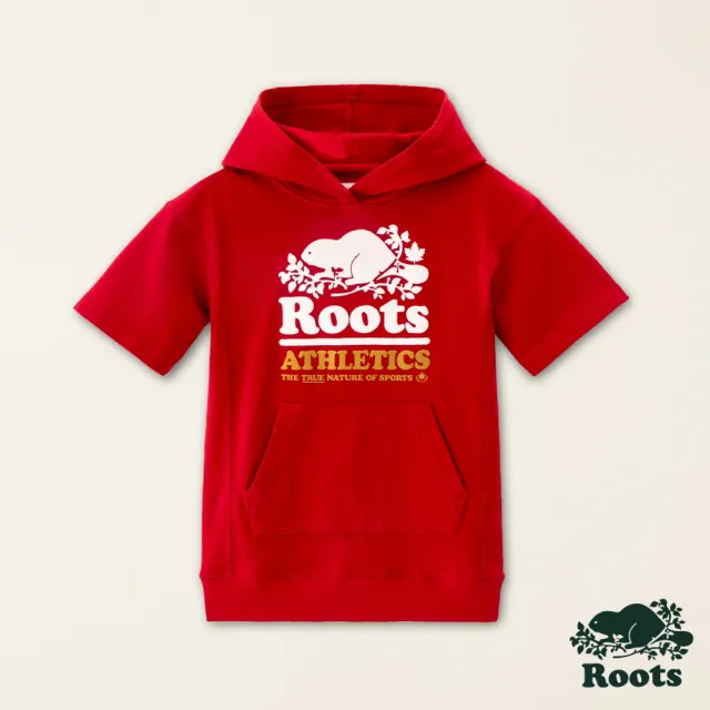 【Roots】Roots小童-#Roots50系列 海狸LOGO有機棉連帽洋裝(紅色)