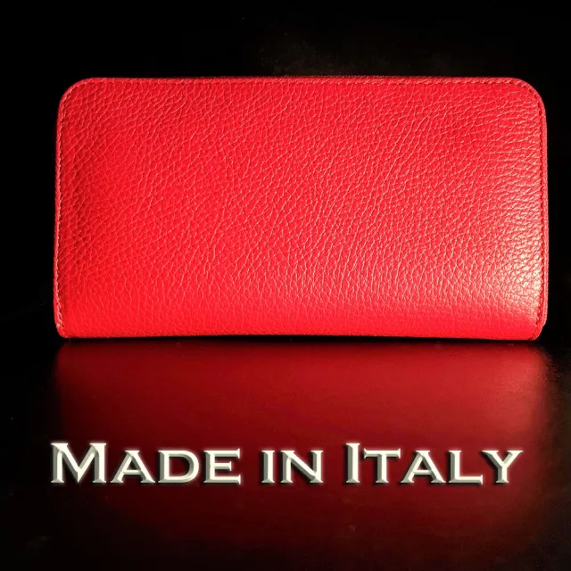 【iTa.a】100%義大利Tuscany製。100%頂級植鞣真皮革(翡冷翠萬用長夾-火焰紅)