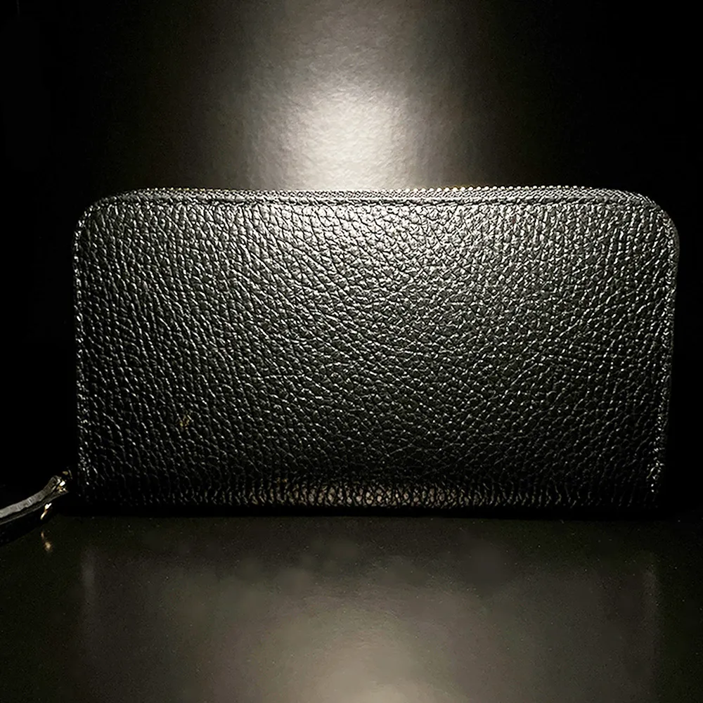 【iTa.a】100%義大利Tuscany製。100%頂級植鞣革(翡冷翠萬用長夾-墨石黑)