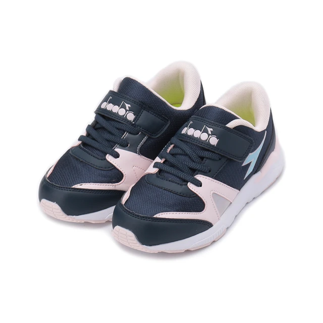 DIADORA 19-23cm 魔鬼氈休閒運動鞋 藍粉 中大童鞋 DA11106