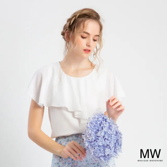 【MAGIQUE WARDROBE】雪紡波浪荷葉上衣(2色)