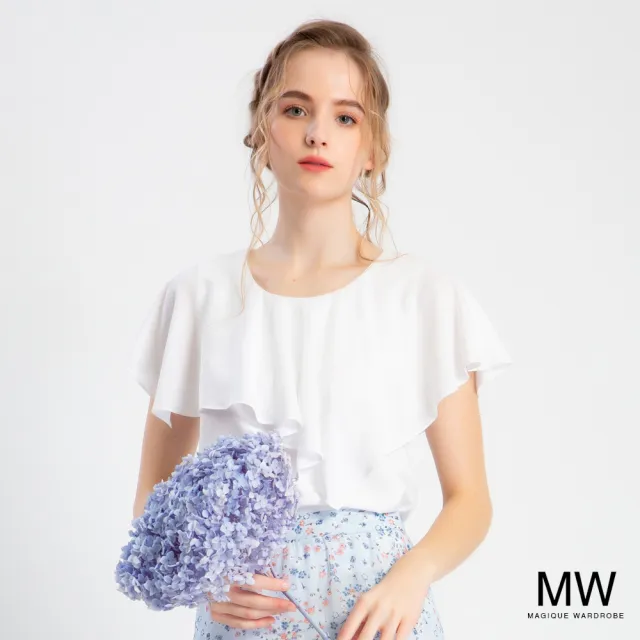 【MAGIQUE WARDROBE】雪紡波浪荷葉上衣(2色)
