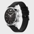 【EMPORIO ARMANI】Classic 三眼計時皮帶手錶-46mm 畢業禮物(AR1828)