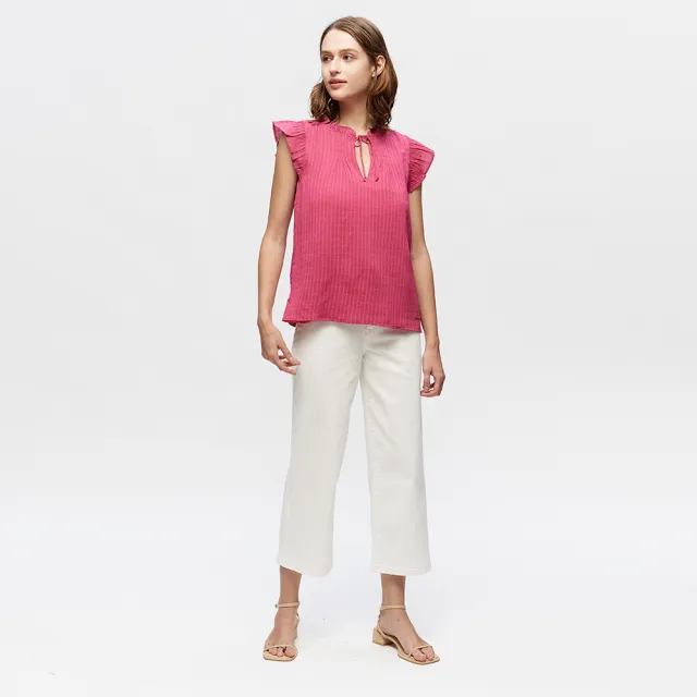 【NAUTICA】女裝 甜美荷葉小半袖上衣(粉)