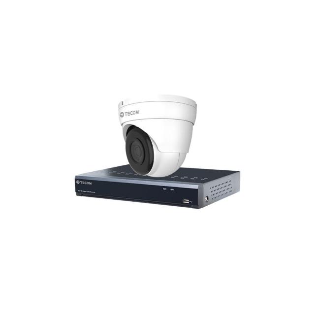 【TECOM 東訊】組合 TE-XSC04051-N 4路錄影主機+TE-HDE60202F28-M2 2M同軸帶聲半球攝影機*1 昌運監視器