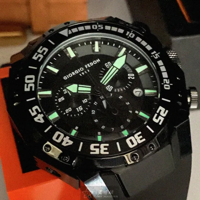 【GIORGIO FEDON 1919】雙11GiorgioFedon1919手錶型號GF00083(黑色錶面黑錶殼深黑色矽膠錶帶款)