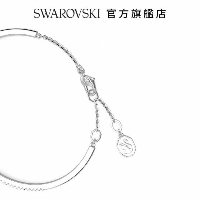 【SWAROVSKI 官方直營】Mesmera 手鐲 混合式切割 白色 鍍白金色 交換禮物