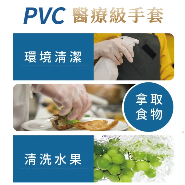 【Finetech 釩泰】醫療級PVC無粉 健檢手套 100支/盒(醫療級、清潔、可觸碰螢幕)