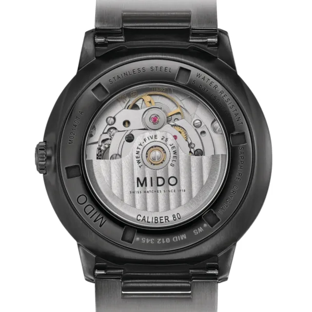 【MIDO 美度】COMMANDER 香榭系列 80小時動力儲存 漸層透視機械腕錶 母親節 禮物(M0214073341100)