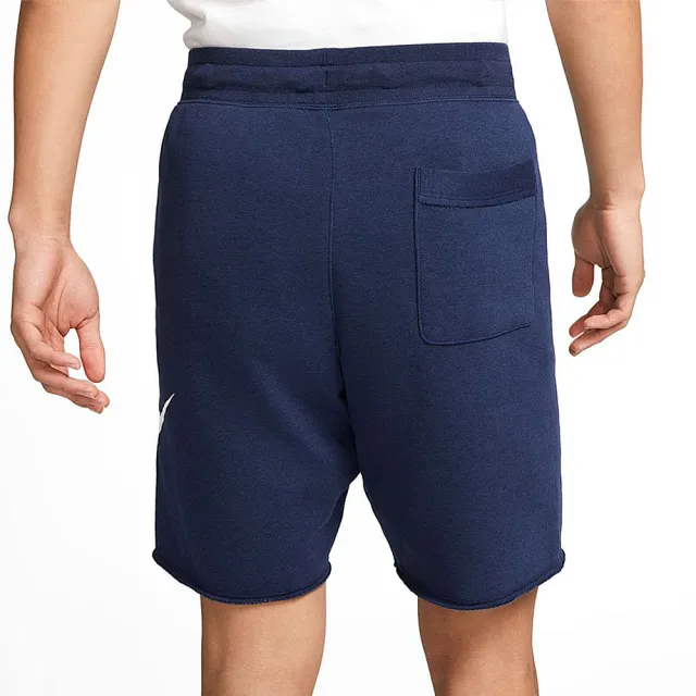 【NIKE 耐吉】ASMNK CLUB ALUMNI HBR FT SHORT 藍 不收邊 短褲 運動 抽繩 休閒褲(DX0503-410)