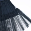 【ILEY 伊蕾】簡約拼接網紗棉質長洋裝(深藍色；M-XL；1221027313)