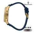 【MASERATI 瑪莎拉蒂 官方直營】Sfida 無畏迎戰系列三眼手錶 晶綻藍 藍色矽膠錶帶 44MM R8871640004