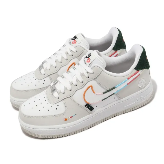 NIKE 耐吉】休閒鞋Wmns Air Force 1 07 SE 女鞋白灰花卉刺繡彩勾