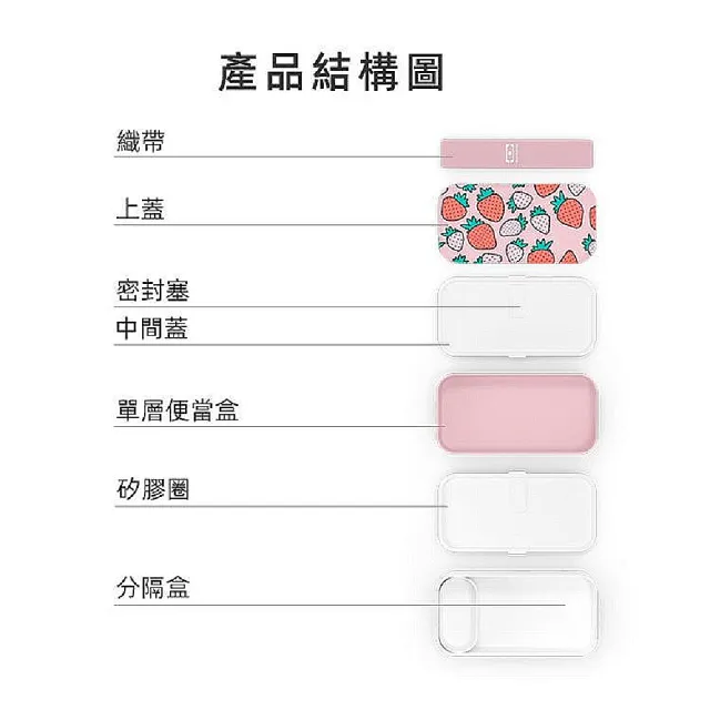 【monbento夢邦多】mb原創長方形雙層便當盒－芝芝莓莓(monbento夢邦多法式便當盒餐盒)