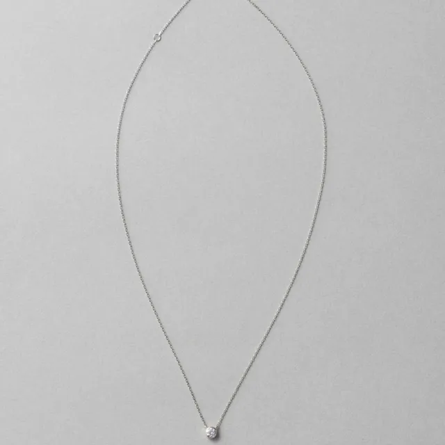【ete】PT900 經典單鑽包鑲鑽石項鍊-0.20ct(鉑金色)