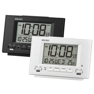 【SEIKO 精工】溫度顯示 防貪睡鬧鈴電子鬧鐘-2色可選 情人節 禮物(QHL075W/QHL075K/速)