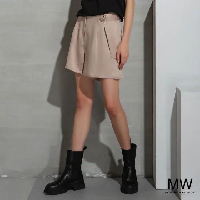 【MAGIQUE WARDROBE】亞麻綁帶打摺短褲(2色)