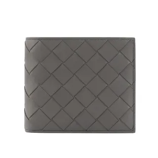 【BOTTEGA VENETA 寶緹嘉】新款小牛皮編織對開8卡短夾(水泥灰)