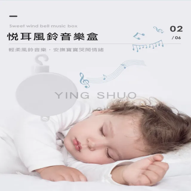 【YING SHUO】免電池 新生嬰兒床搖鈴 旋轉音樂床鈴 白熊款(嬰兒床 滿月 禮物 送禮 孕婦 床鈴)
