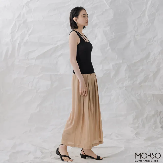 【MO-BO】立體日型壓折寬褲