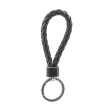 【BOTTEGA VENETA 寶緹嘉】新款銀釦小羊皮編織鑰匙圈(黑色)