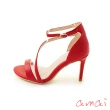 【amai】性感氣質一字帶繞踝高跟涼鞋 細跟涼鞋 細帶涼鞋 高跟 尖頭 時尚 百搭 大尺碼 S91RD(紅色)